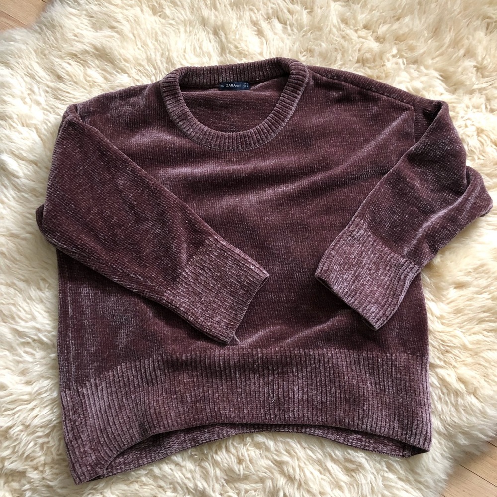Zara Velour Knit Oversized M Sweater